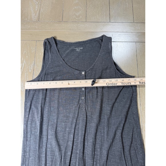Eileen Fisher Tank Dress Womens SMall Gray Henley Maxi Sleeveless Slit Casual - Picture 8 of 10